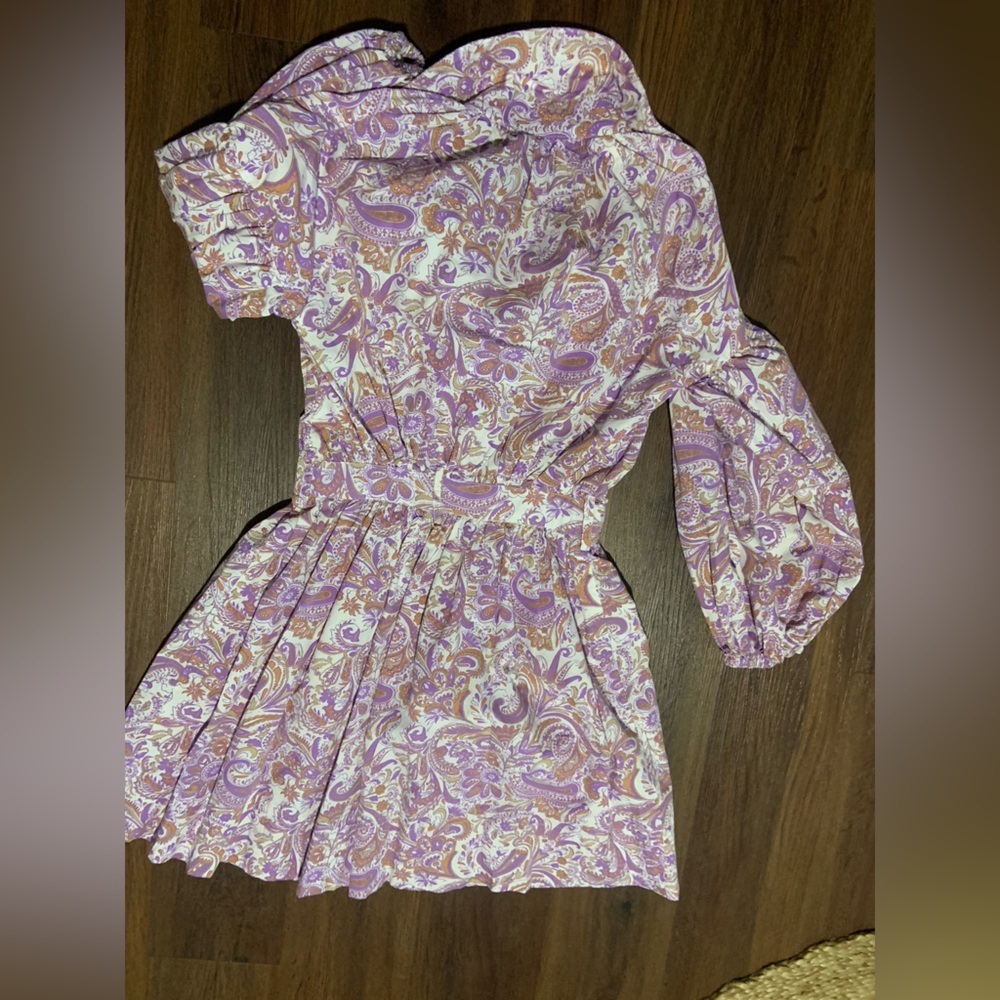 lusana Lola Collared Dress Crystal Paisley purple boho summer party revolve $288 - Picture 9 of 9